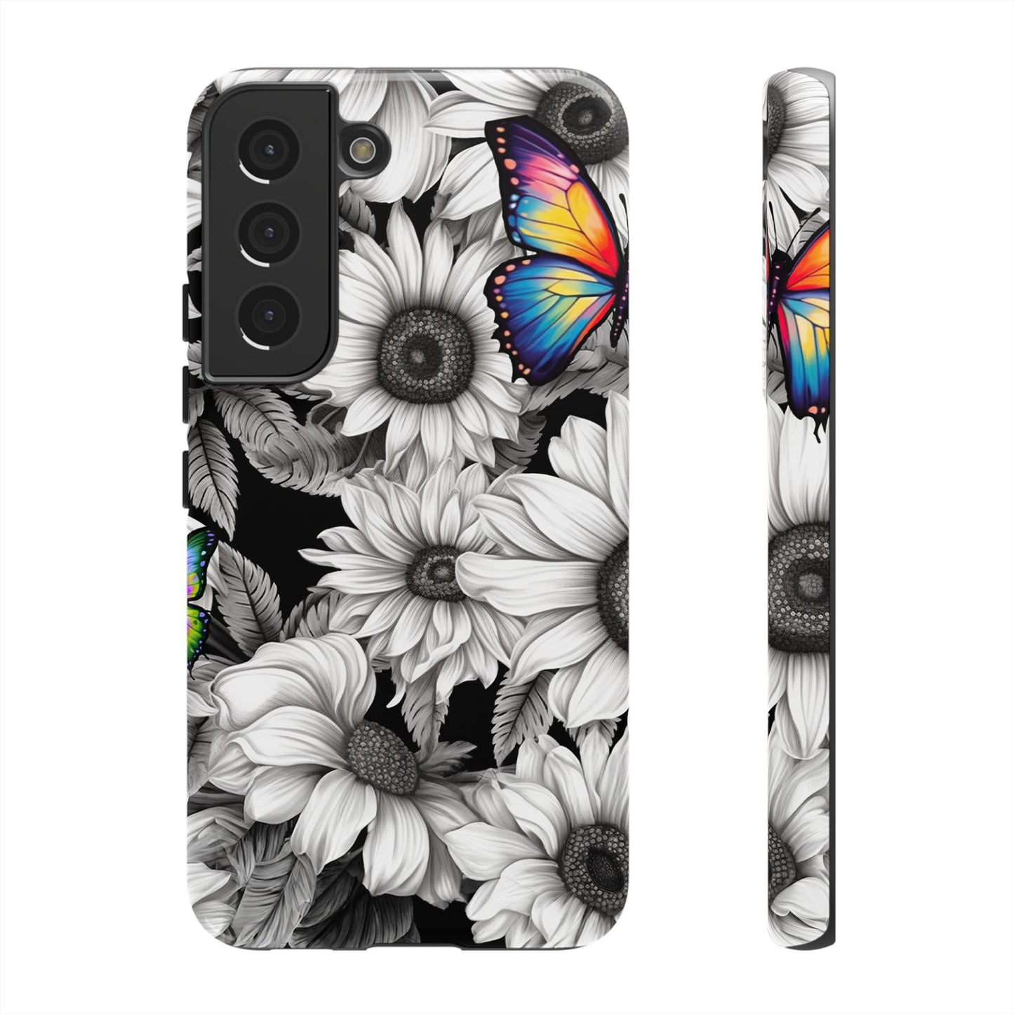 Rainbow Butterflies & Monochrome Sunflowers – Samsung Galaxy Case