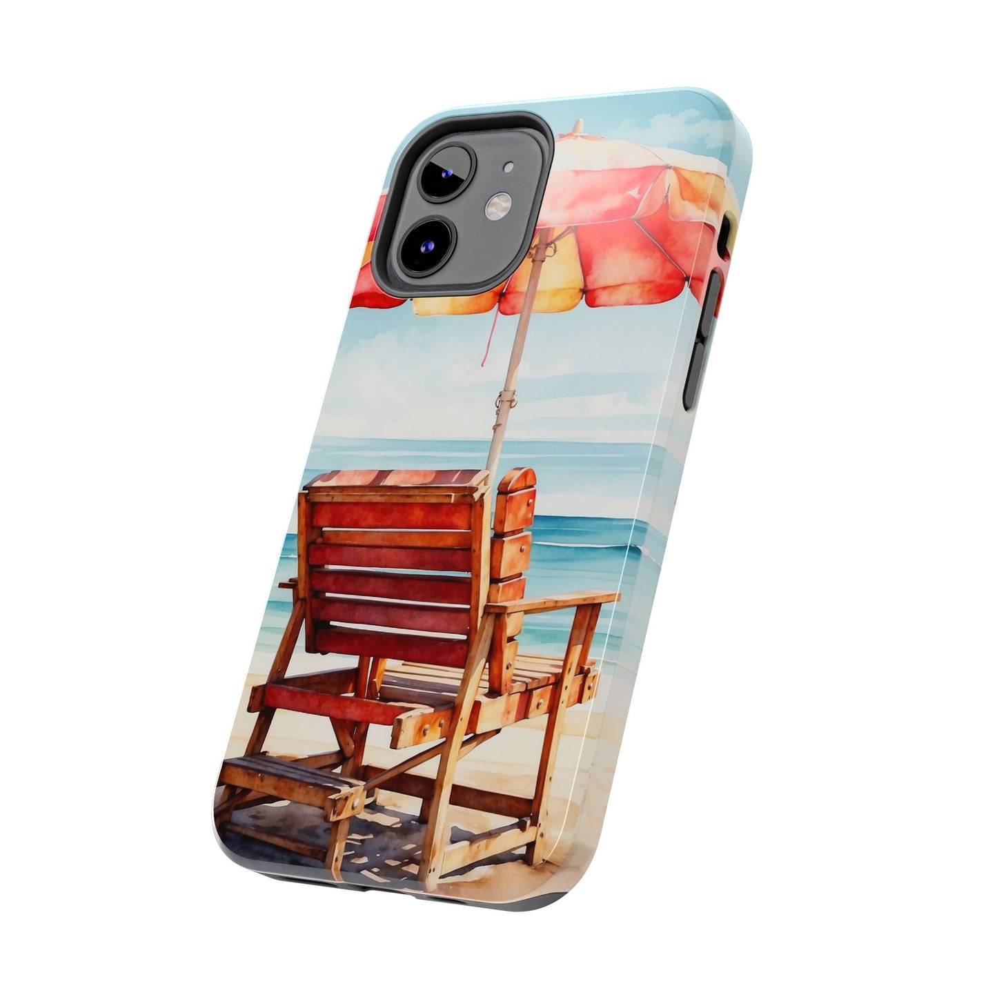 Beachfront Sunset Lounge iPhone Case – Vibrant Watercolor Design