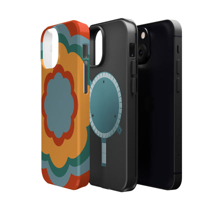 Retro Flower Power MagSafe iPhone Case – Bold 70s-Inspired Design with Dual-Layer Protection