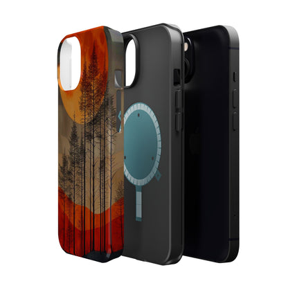 Moody Forest Moonrise MagSafe iPhone Case – Dark Landscape Design, Dual-Layer Protection