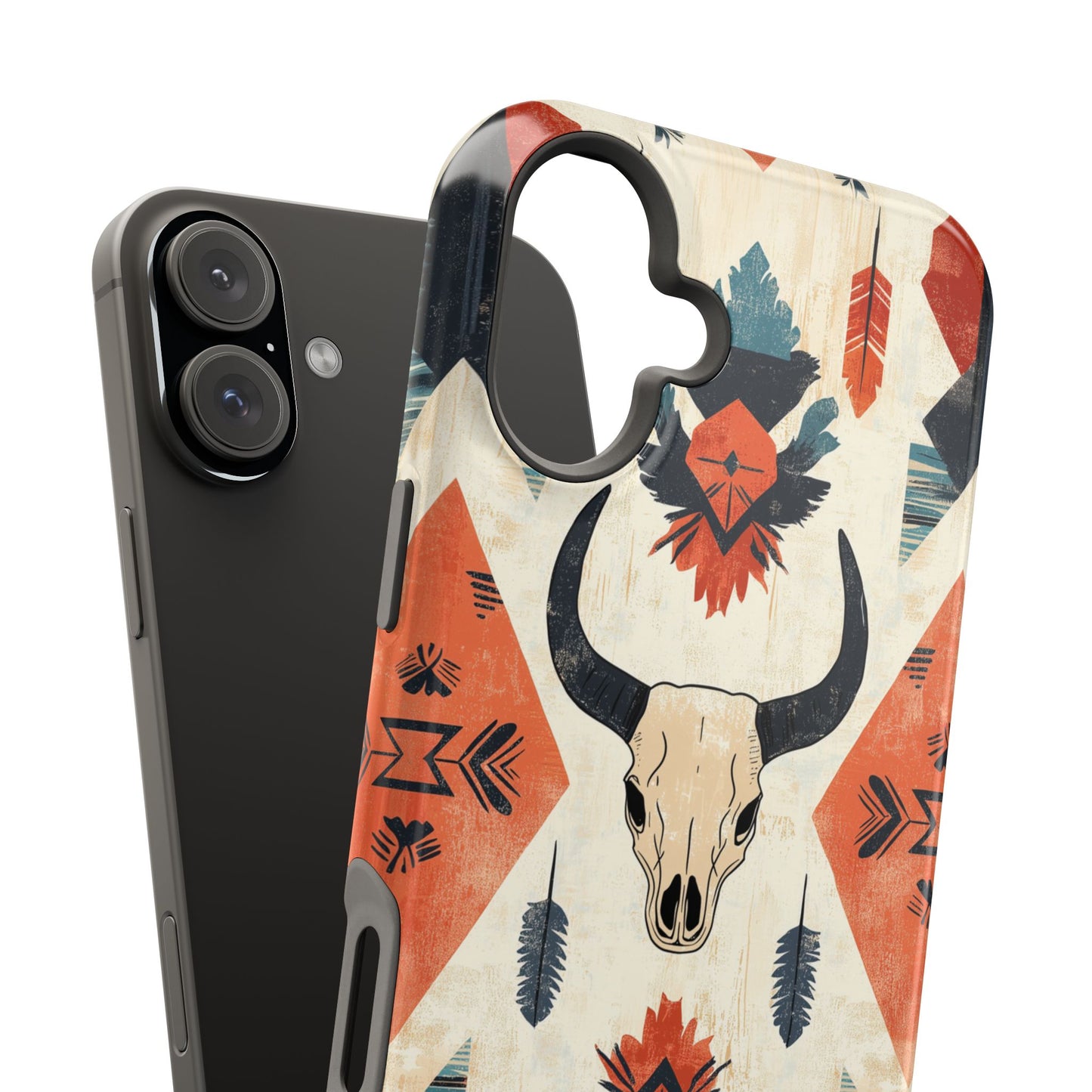 Southwestern Boho Skull Tough MagSafe iPhone Case – Durable Matte Finish, Dual-Layer Protection