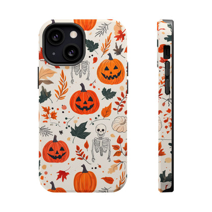 Halloween Pumpkin & Skeleton MagSafe iPhone Case – Spooky Autumn Design