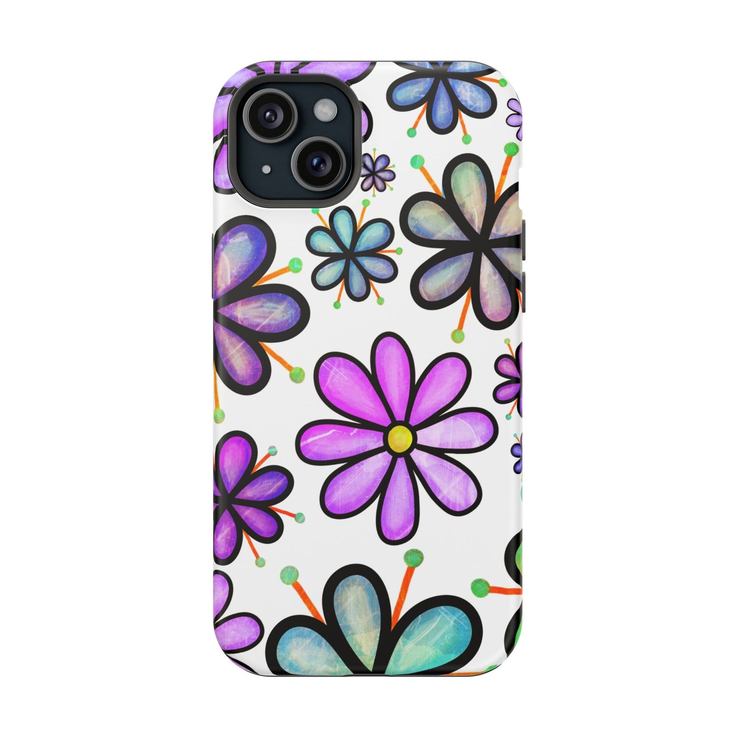 Whimsical Lavender Floral MagSafe iPhone Case – Ultra-Slim, High-Gloss Finish