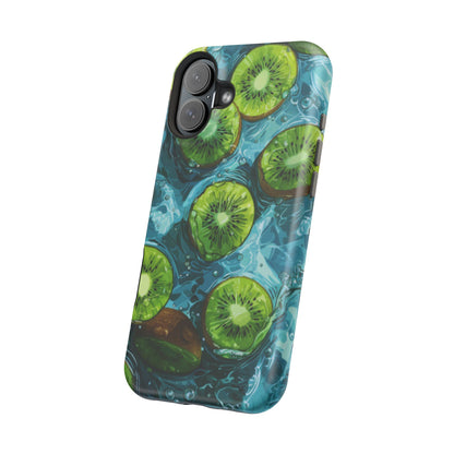 Tropical Kiwi Splash MagSafe iPhone Case – Tough Dual-Layer, Vibrant Summer Design