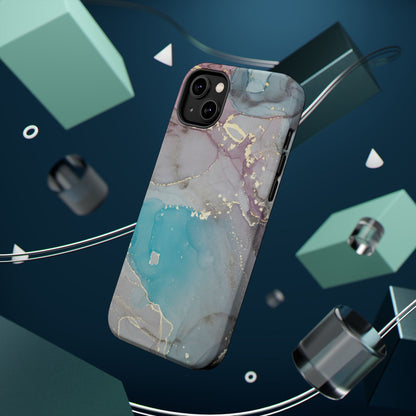 Sky Blue & Purple Marble Wave – MagSafe Case with Dreamy Marble Design