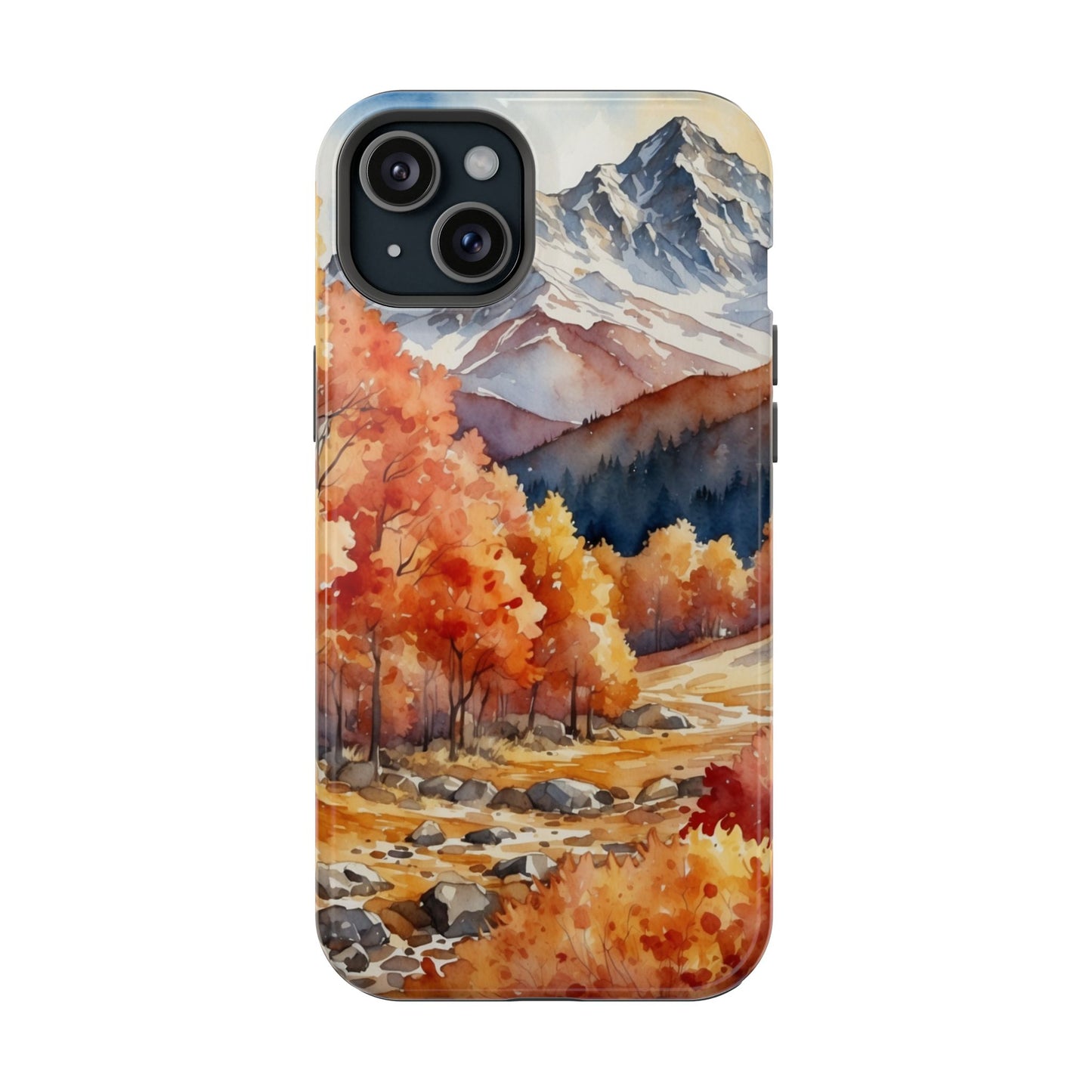 Watercolor Autumn Forest and Mountains - MagSafe iPhone Case