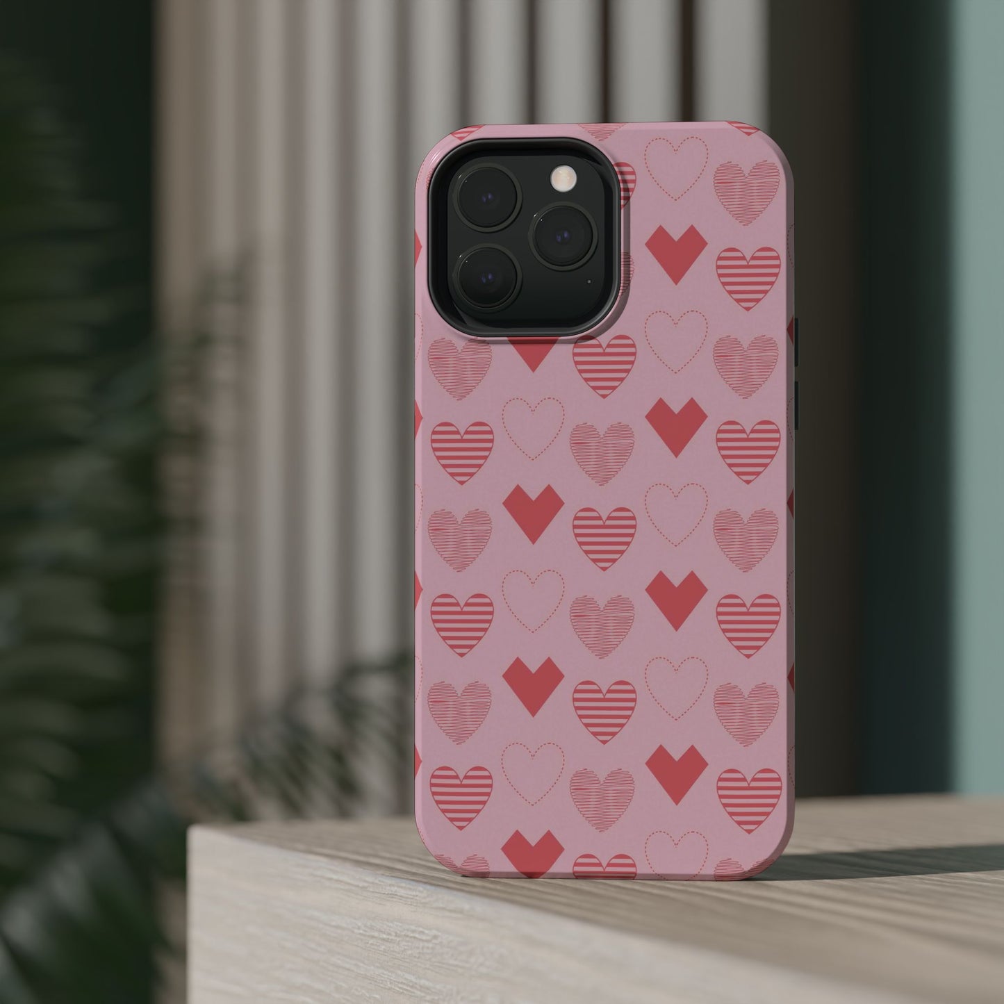 Striped Hearts MagSafe iPhone Case