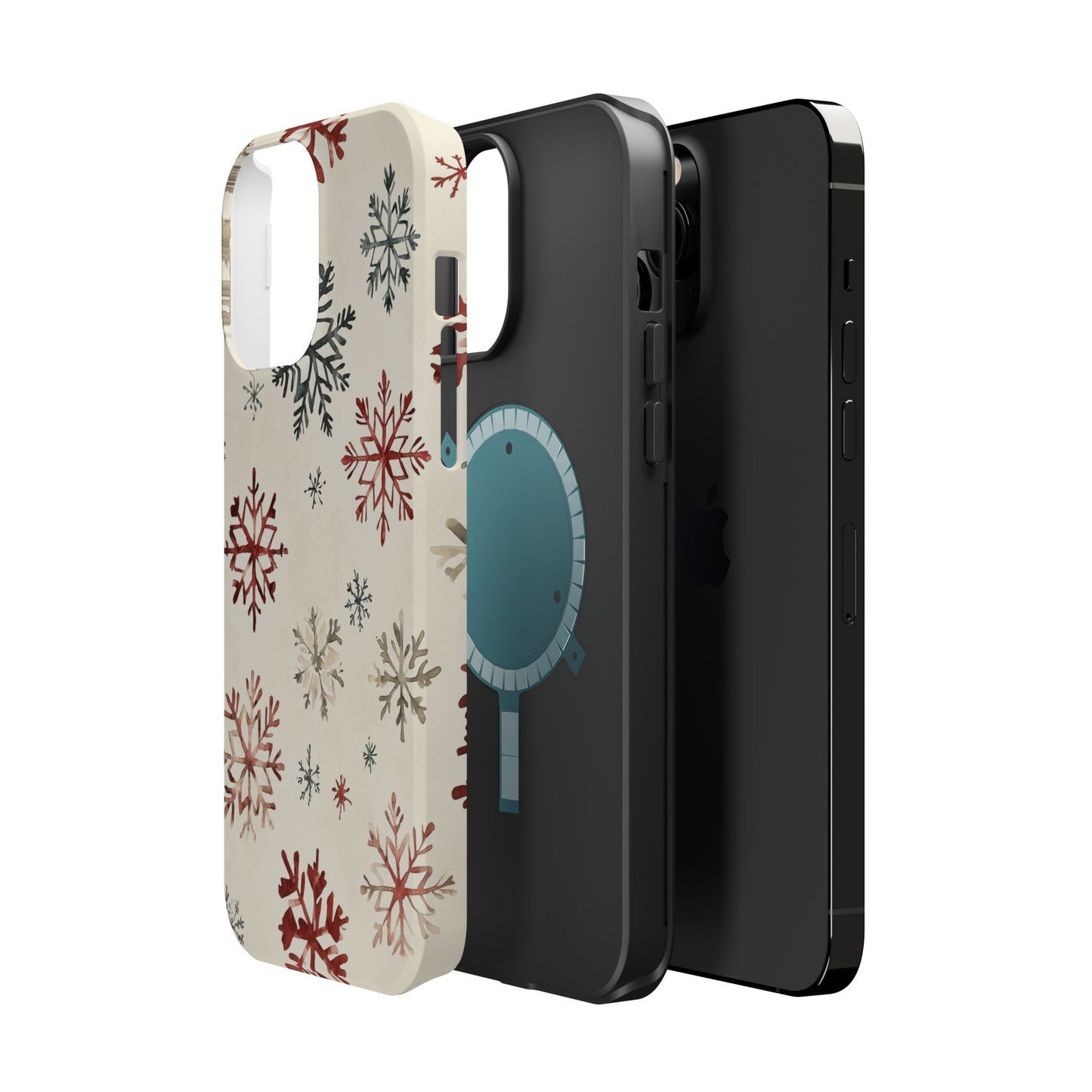 Vintage Red and Gray Snowflake Pattern – MagSafe iPhone Series Case