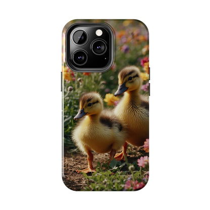 Charming Ducklings in Floral Garden - iPhone Case