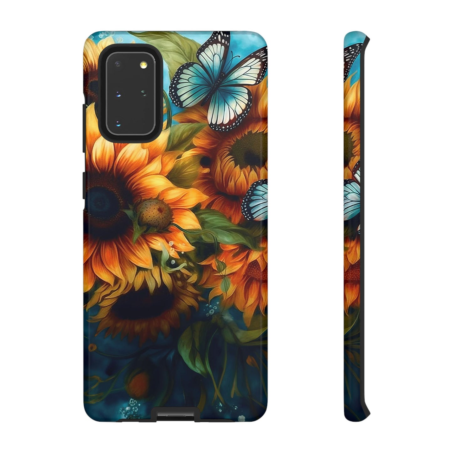 Aqua Blue Butterfly & Sunflower Art – Samsung Galaxy Case