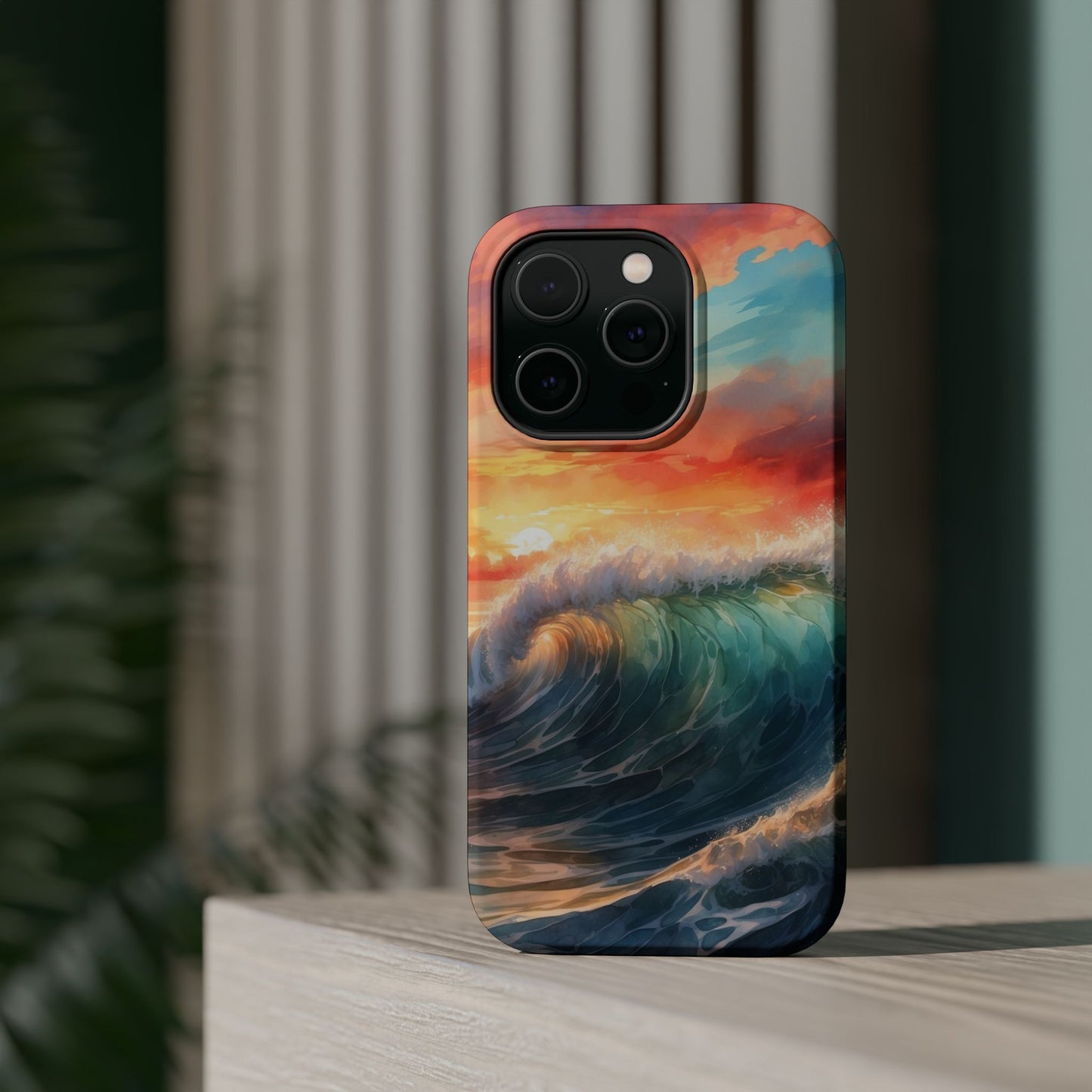 Ocean Wave Sunset MagSafe iPhone Case – Coastal Vibes Design