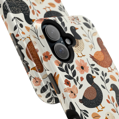 MagSafe iPhone Case: Vintage Duck – Floral & Leaf Design