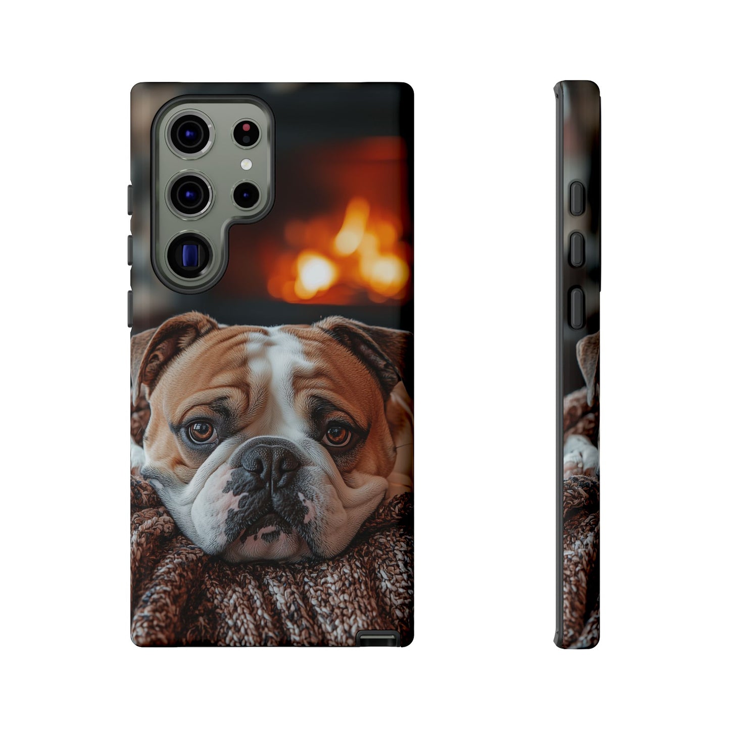 Cozy Bulldog Samsung Galaxy Case – Fireside-Inspired Protective Cover