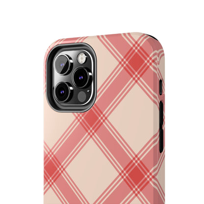 Soft Peachy Red Plaid iPhone Case