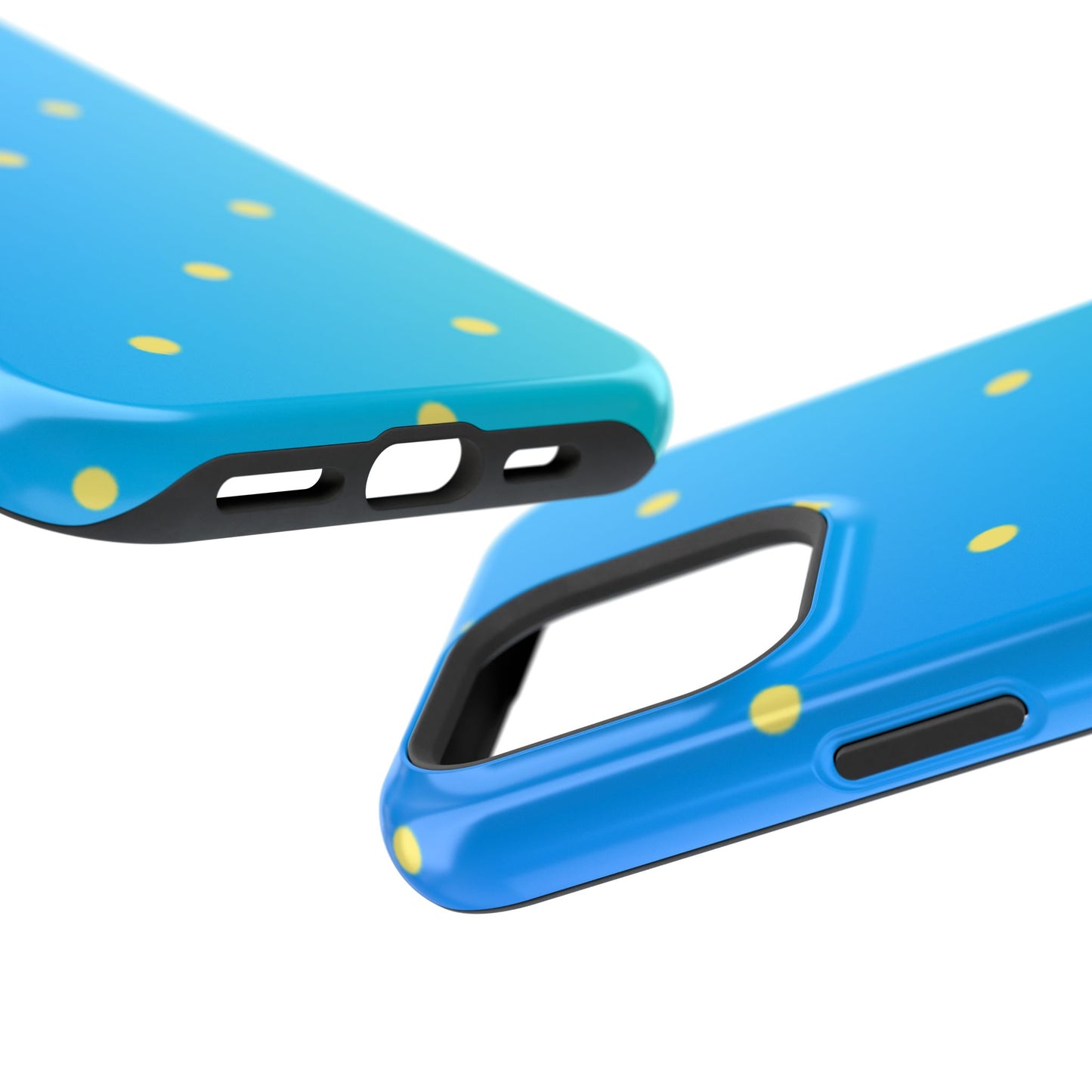 Blue Ocean Gradient Polka Dots MagSafe iPhone Case – Shockproof, Smooth Matte Finish, Dual-Layer Design