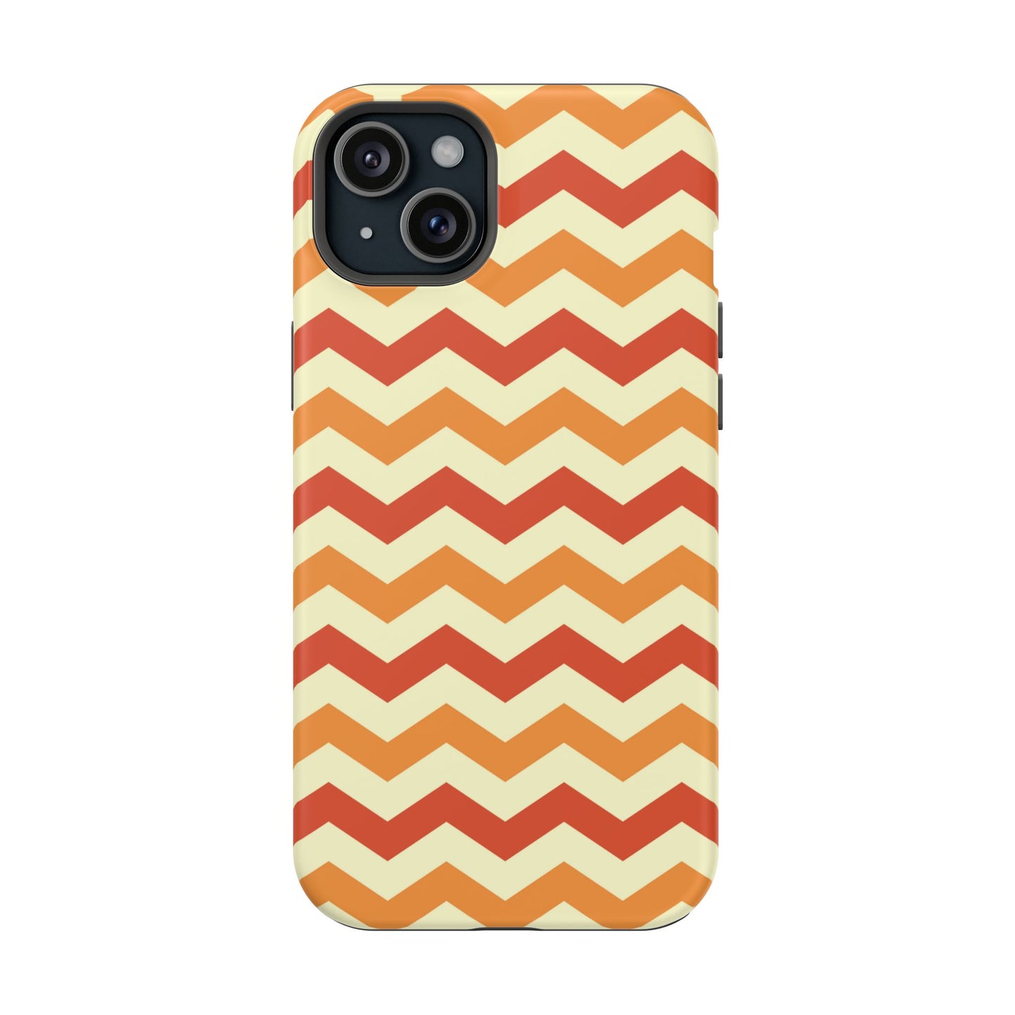 Warm Sunset Chevron – Orange, Red & Cream Geometric MagSafe iPhone Case