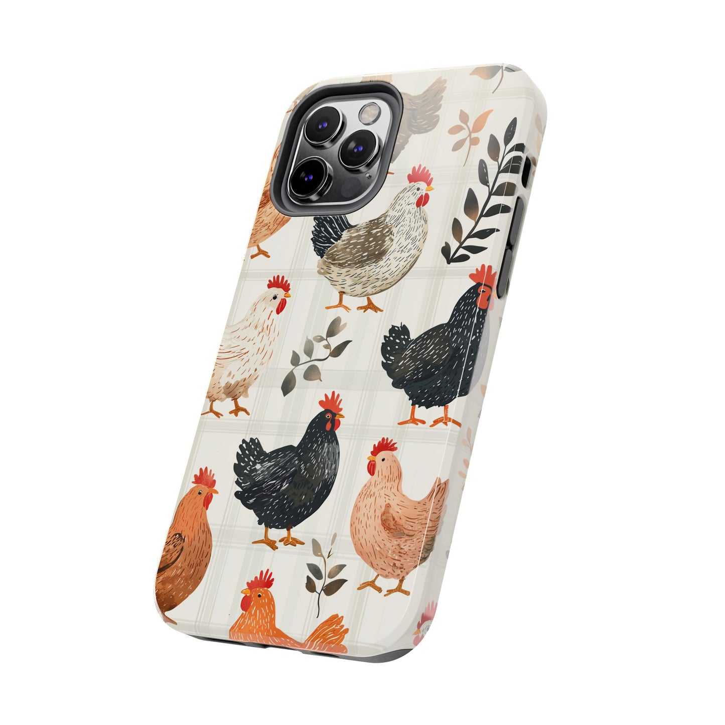 iPhone Case: Vintage Chicken & Leaves – Farmhouse Style Case