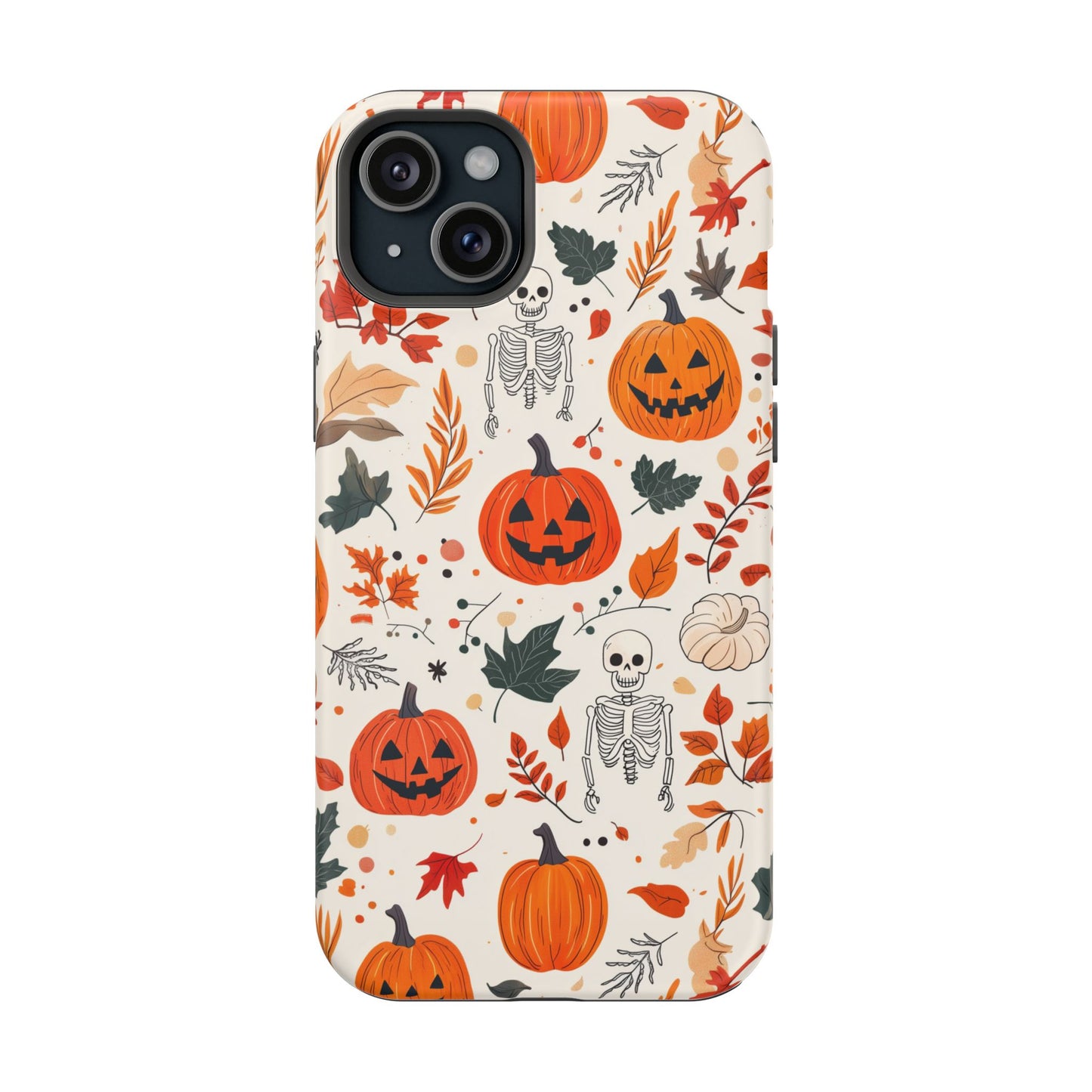 Halloween Pumpkin & Skeleton MagSafe iPhone Case – Spooky Autumn Design