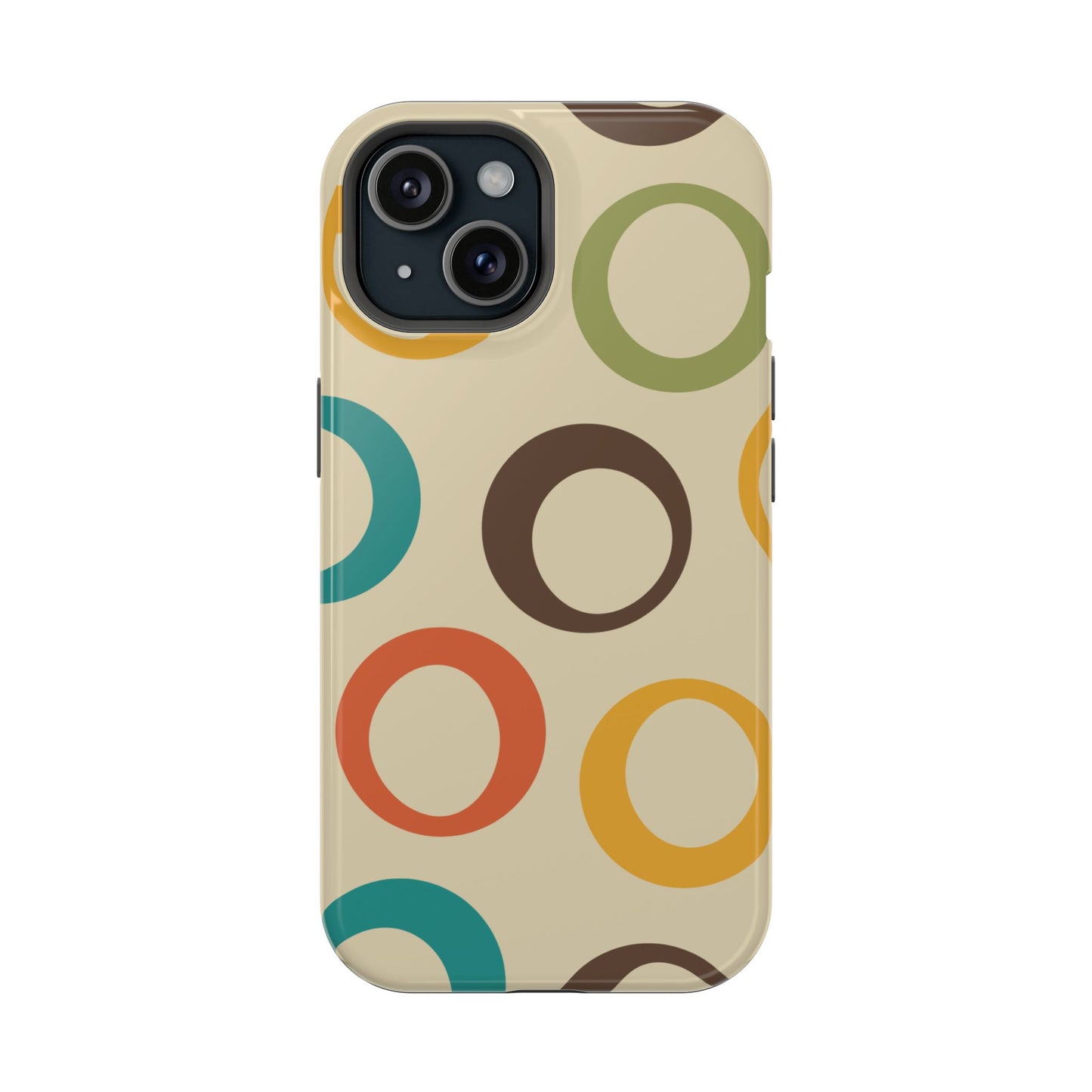 Retro Colorful Rings MagSafe iPhone Case – Shockproof, Matte Finish, Dual-Layer Protection