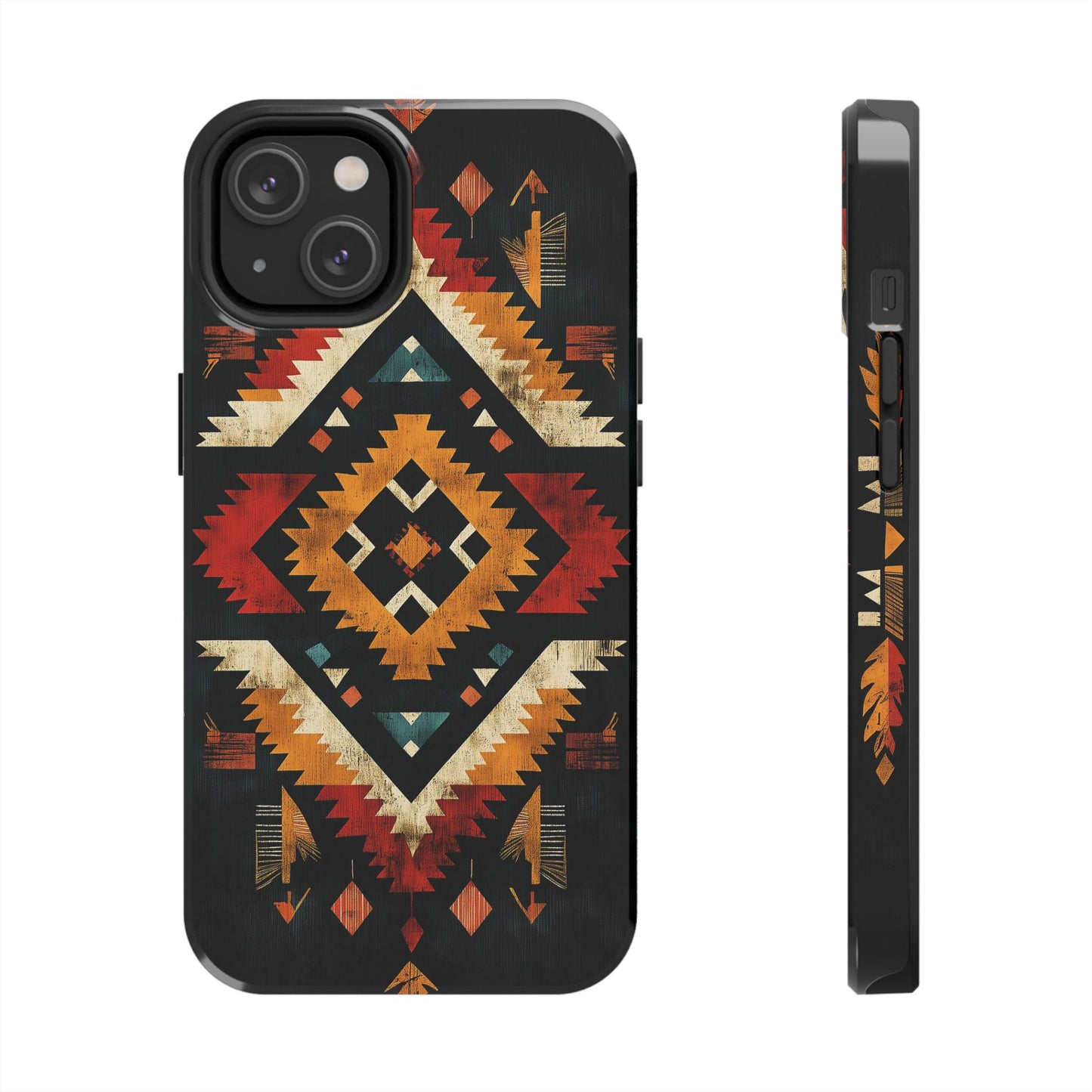 Southwestern Tribal Diamond Tough iPhone Case – Bold Geometric Pattern, Dual - Layer Protection - BOGO Cases