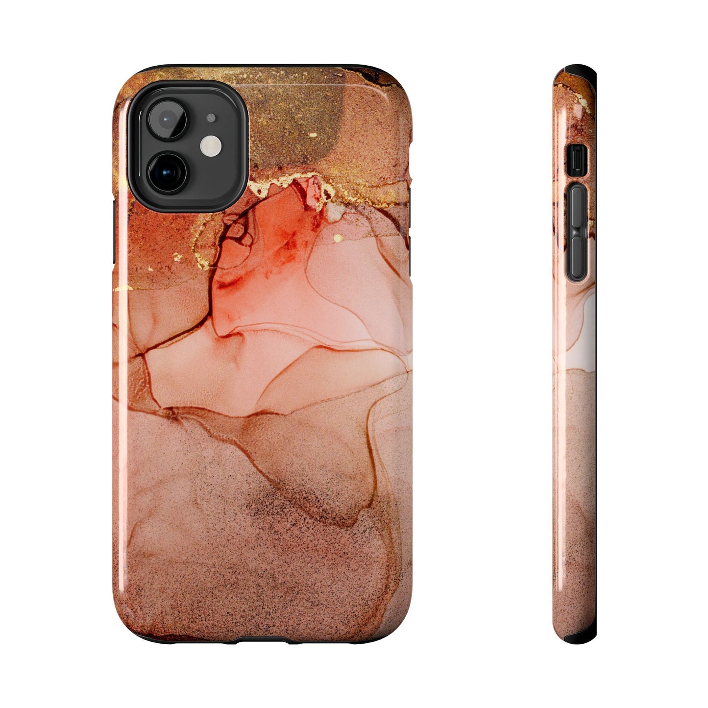 Ruby Red Marble Samsung Galaxy Case - Elegant Red Marble with Gold Accents