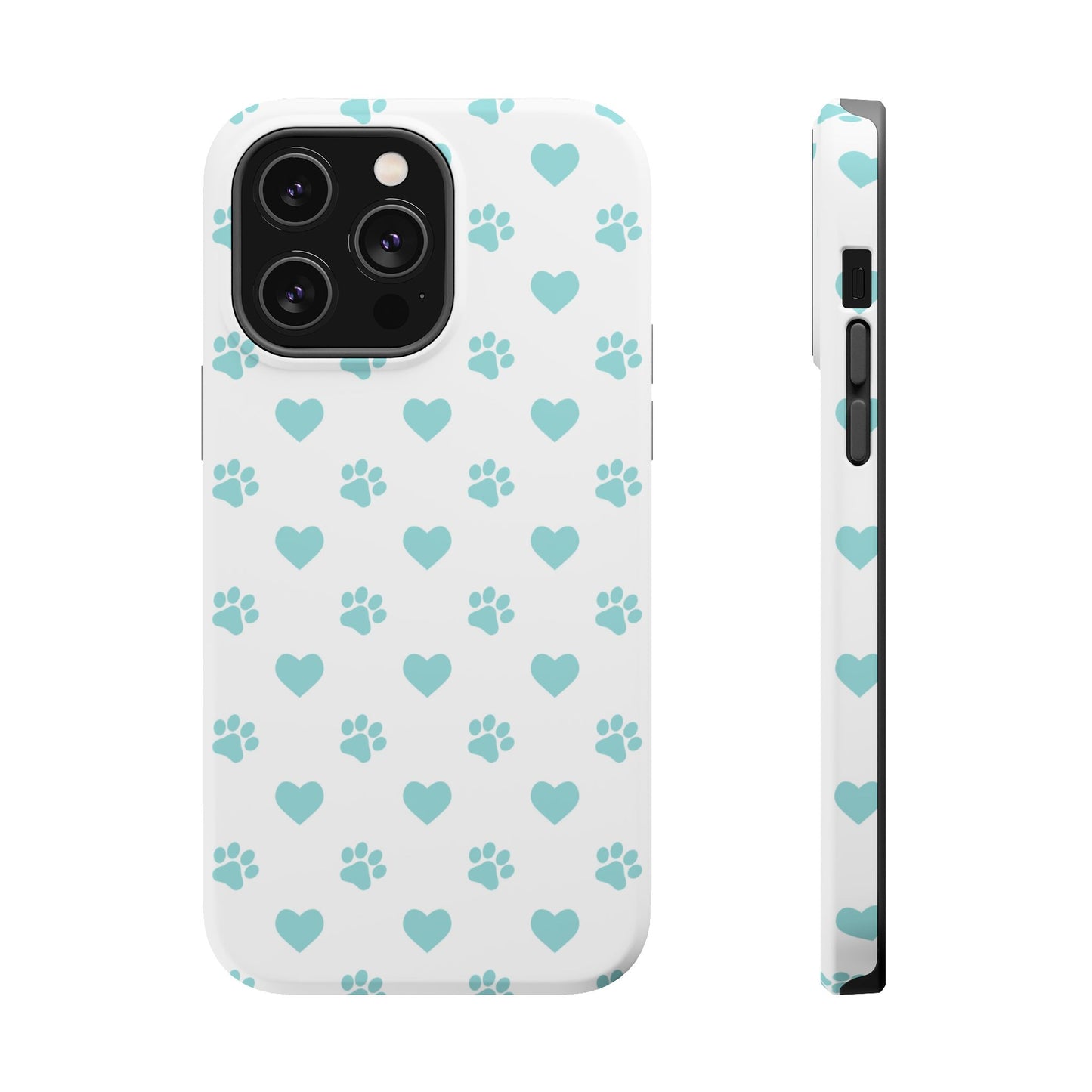 Mint Green Paw Print & Heart MagSafe Case – Pet Lover’s Magnetic Style