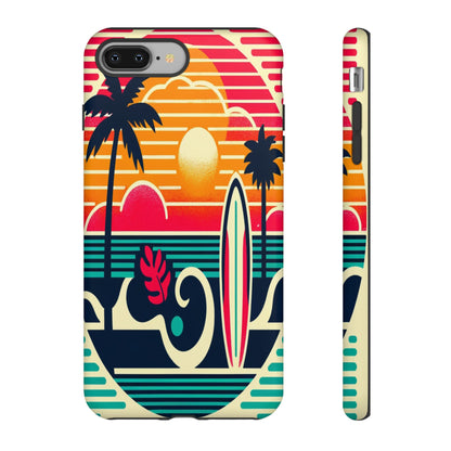 Retro Beach Vibes iPhone Case - Sunset Surfing Protective Cover