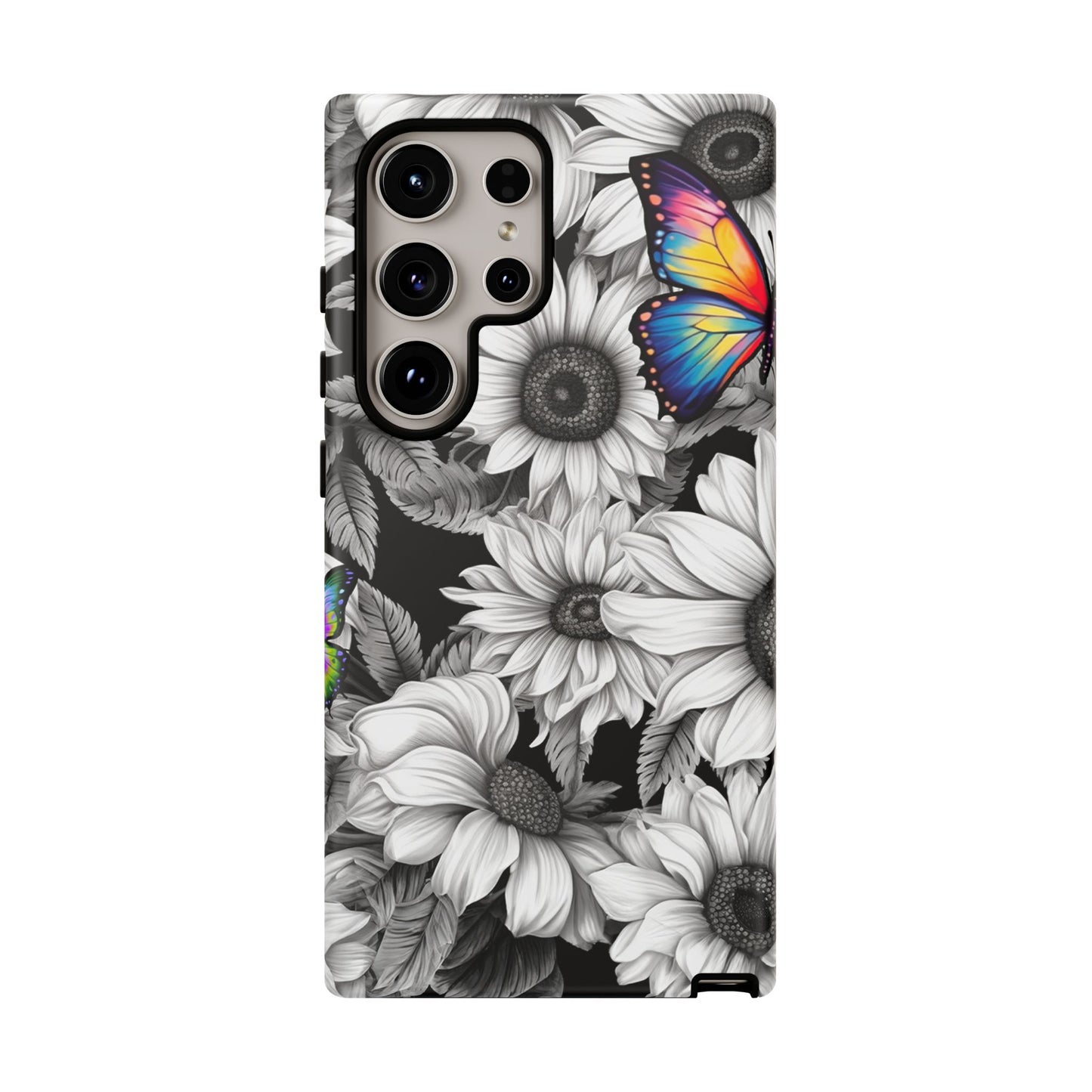 Rainbow Butterflies & Monochrome Sunflowers – Samsung Galaxy Case