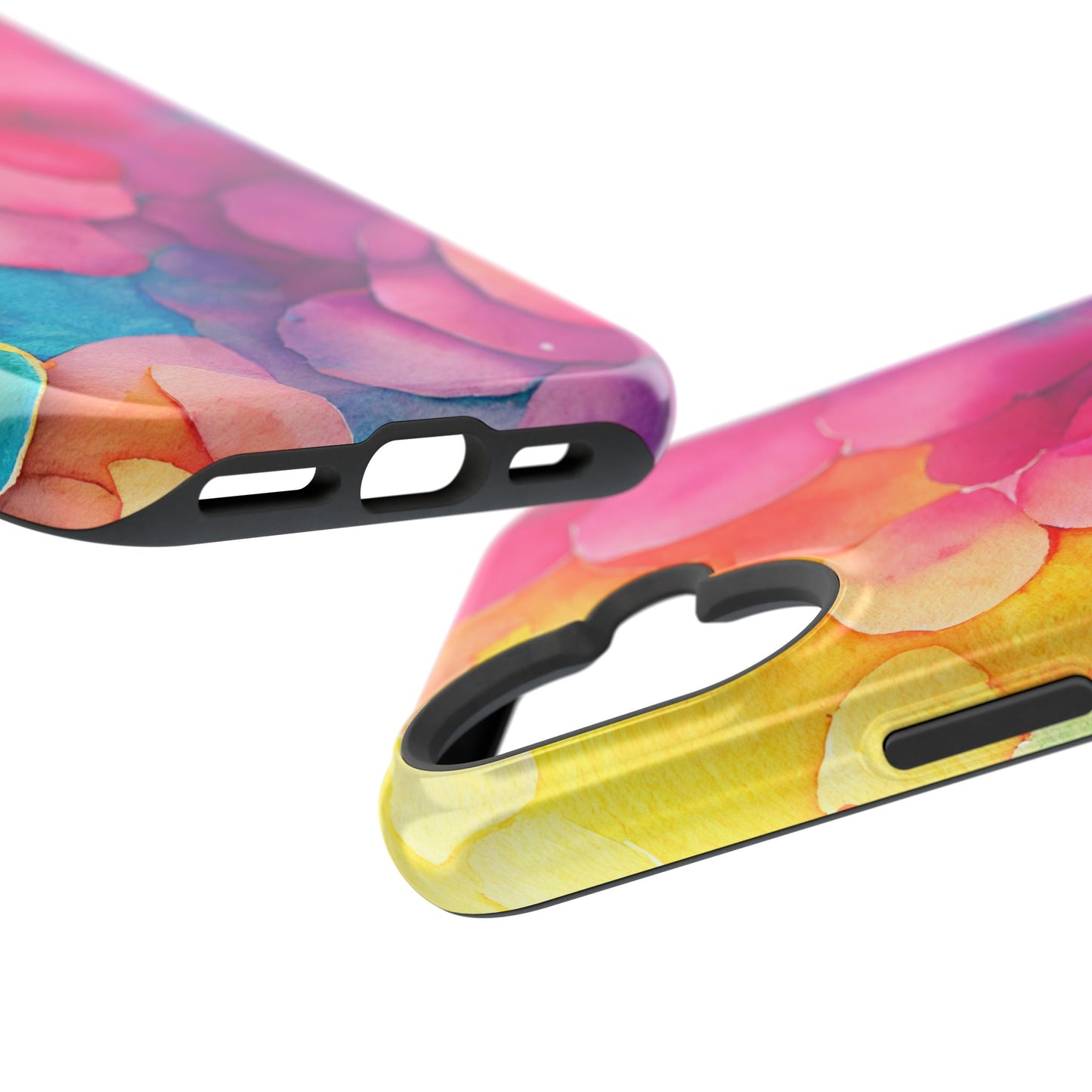 Sunset Petals Watercolor MagSafe iPhone Case – Slim Design, Glossy Finish