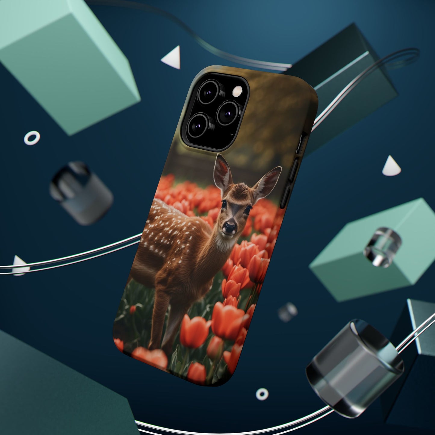 Fawn Among Tulips MagSafe iPhone Case