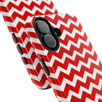 Bold Red & White Chevron – Modern Geometric iPhone Case