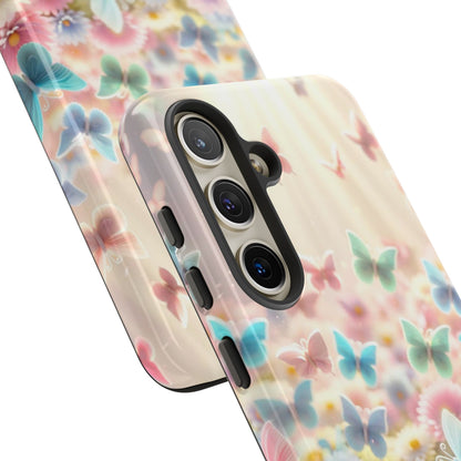 Butterfly Blossom Samsung Case - Pastel Floral Protective Cover - BOGO Cases