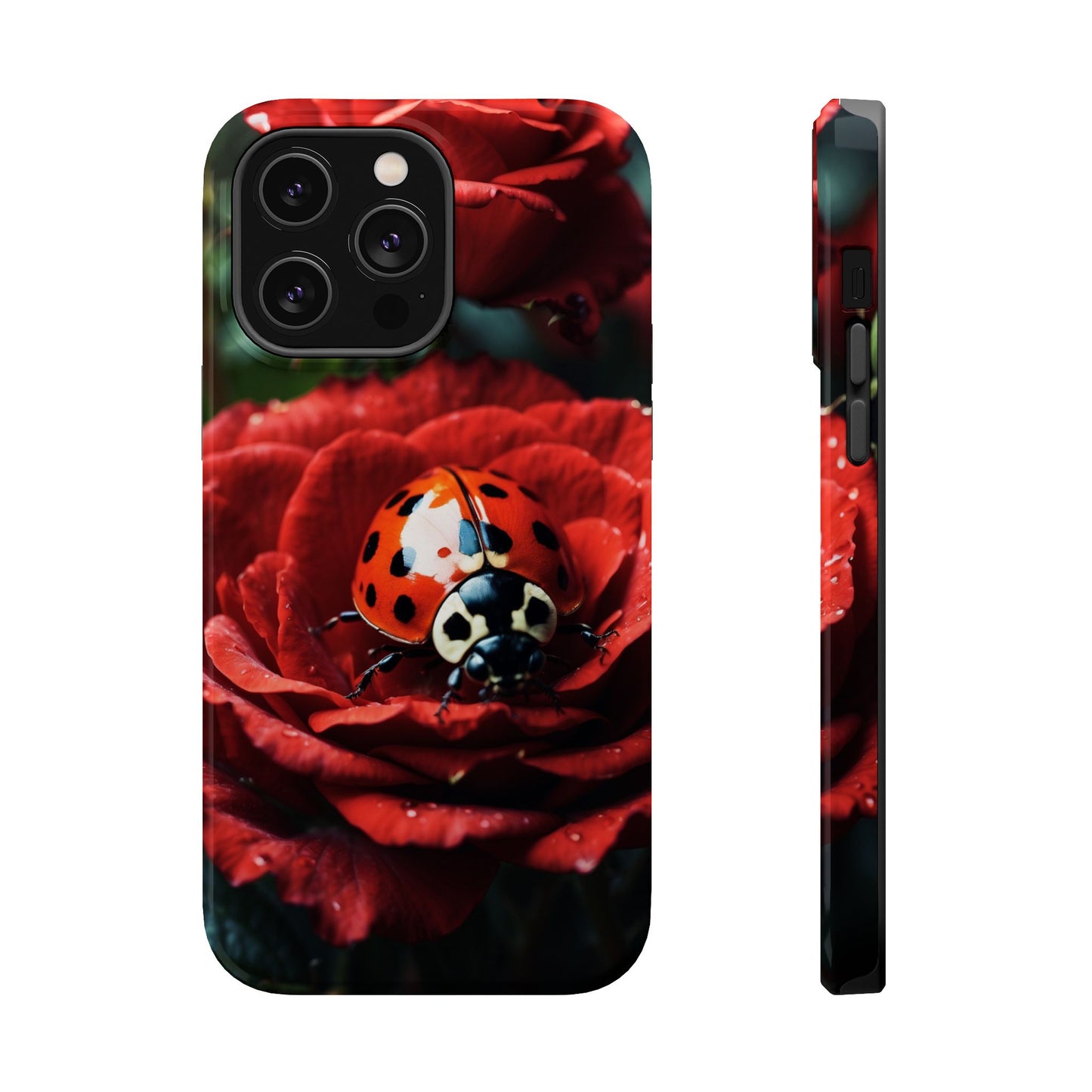 Elegant Rose & Ladybug Charm - MagSafe iPhone Case