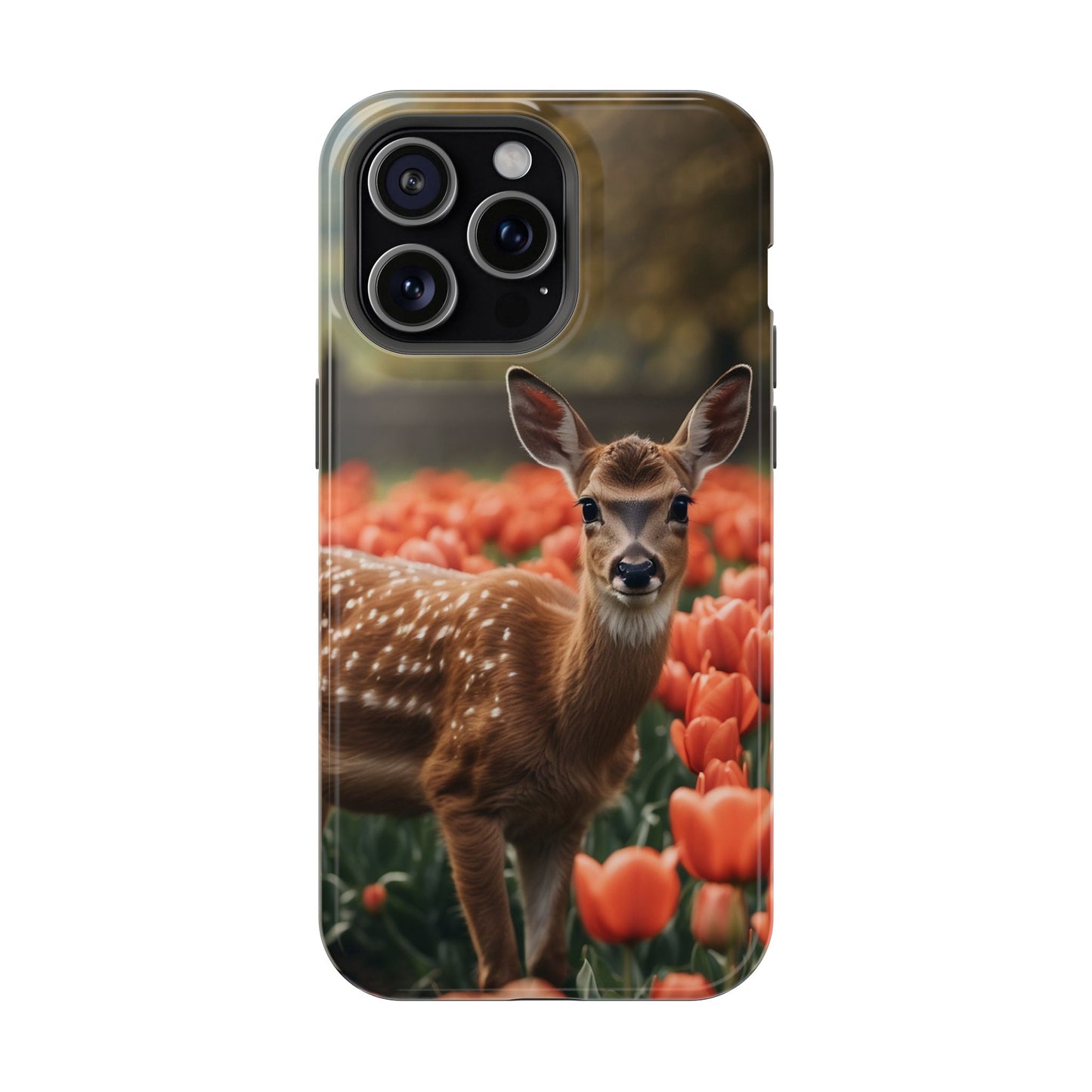 Fawn Among Tulips MagSafe iPhone Case