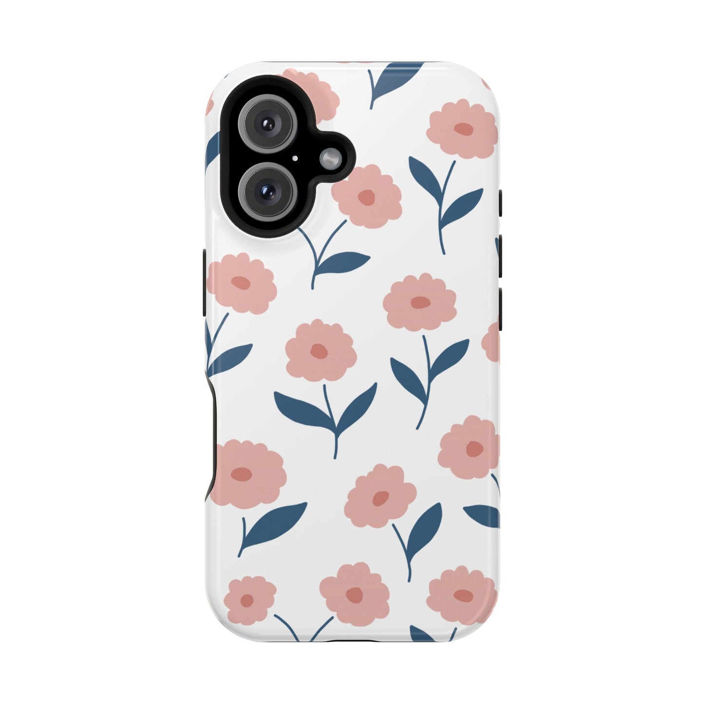 Playful Pink Floral Tough MagSafe  iPhone Case – Soft Pastel Design, Slim & Shockproof