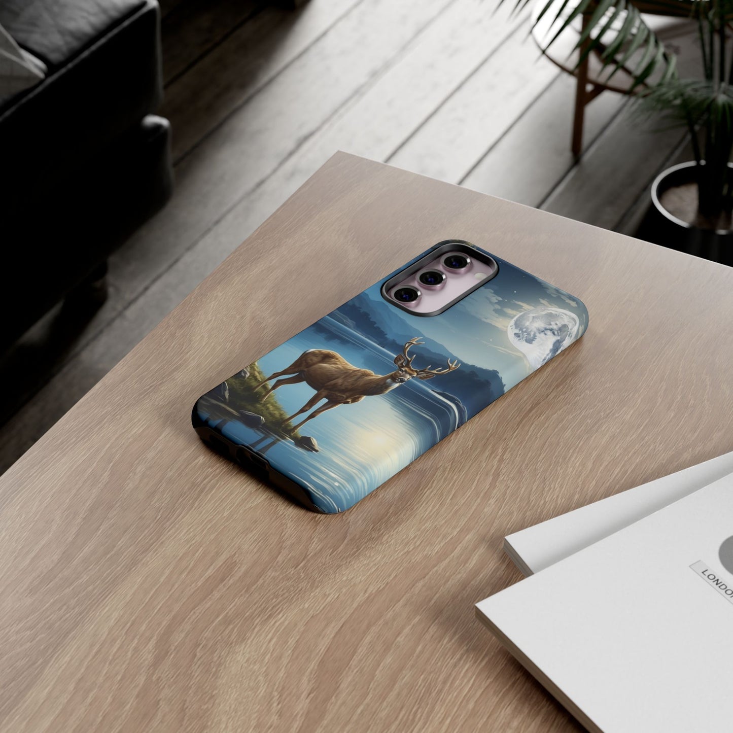 Moonlit Elegance: Stag by the Lake – Samsung Galaxy Case