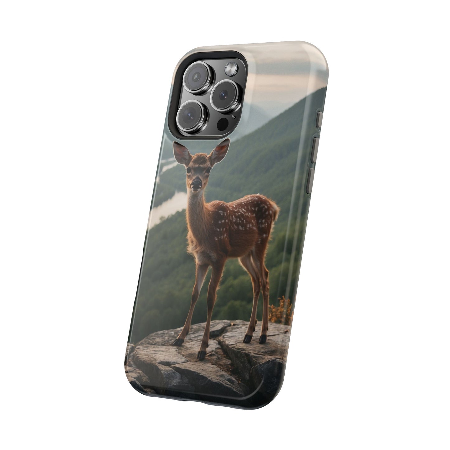 Majestic Fawn Overlooking Mountain Vista MagSafe iPhone Case