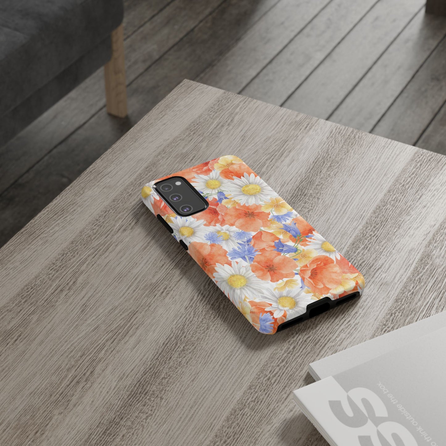 Watercolor Wildflower Pattern Samsung Galaxy Case – Durable Matte Finish with Daisy, Poppy & Cornflower Design