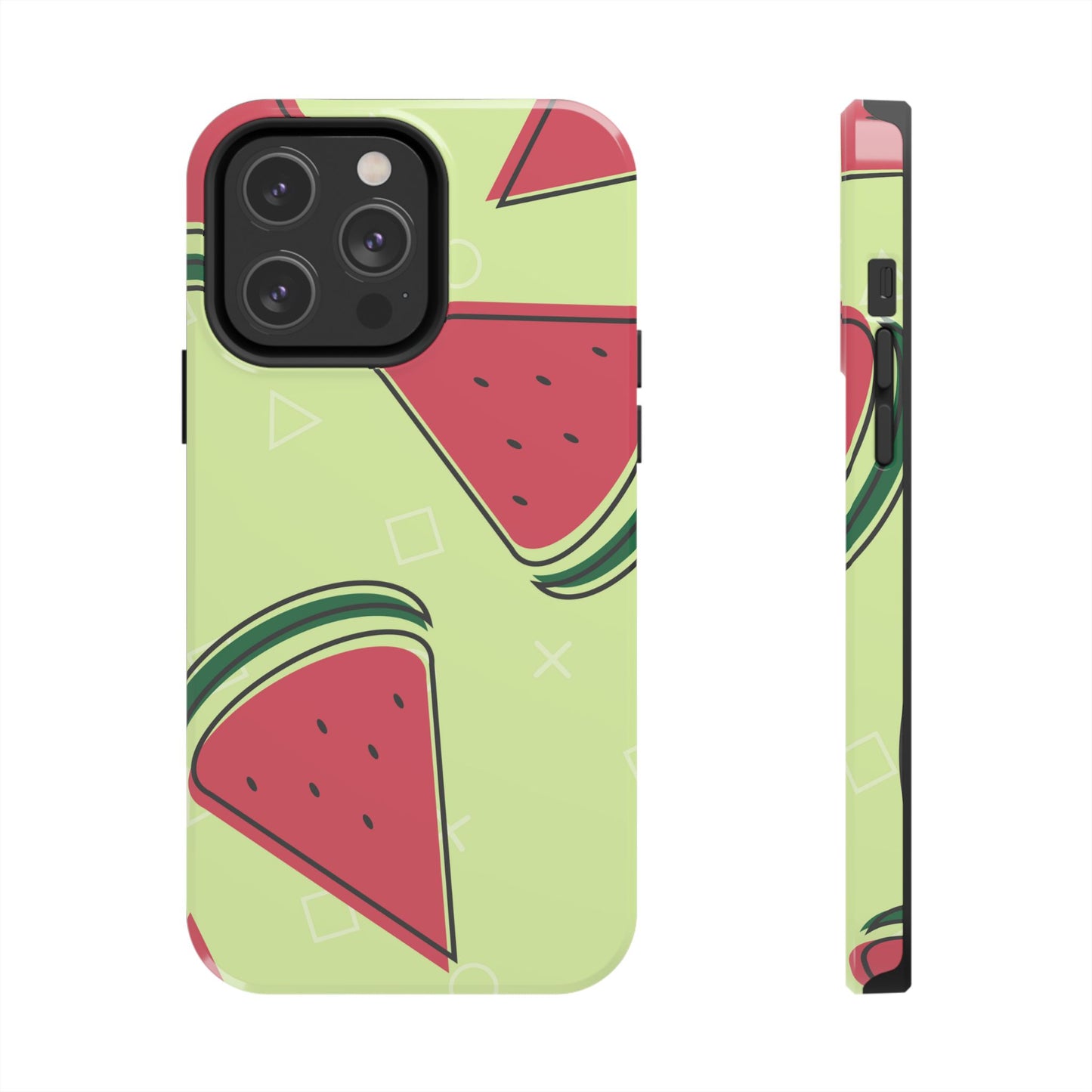 Watermelon Slice iPhone Case – Fresh & Fun Design with Retro Geometric Pattern