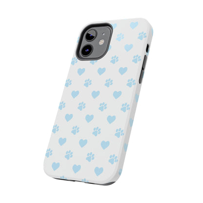 Light Blue Paw Prints & Hearts – iPhone Case for Animal Lovers