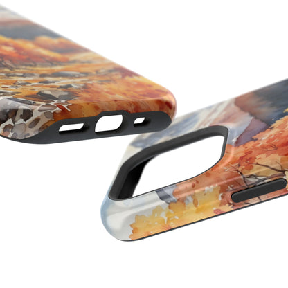 Watercolor Autumn Forest and Mountains - MagSafe iPhone Case