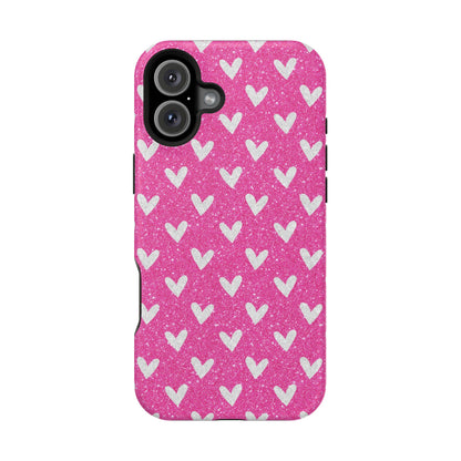 Pink Glitter Hearts Pattern – MagSafe iPhone Case