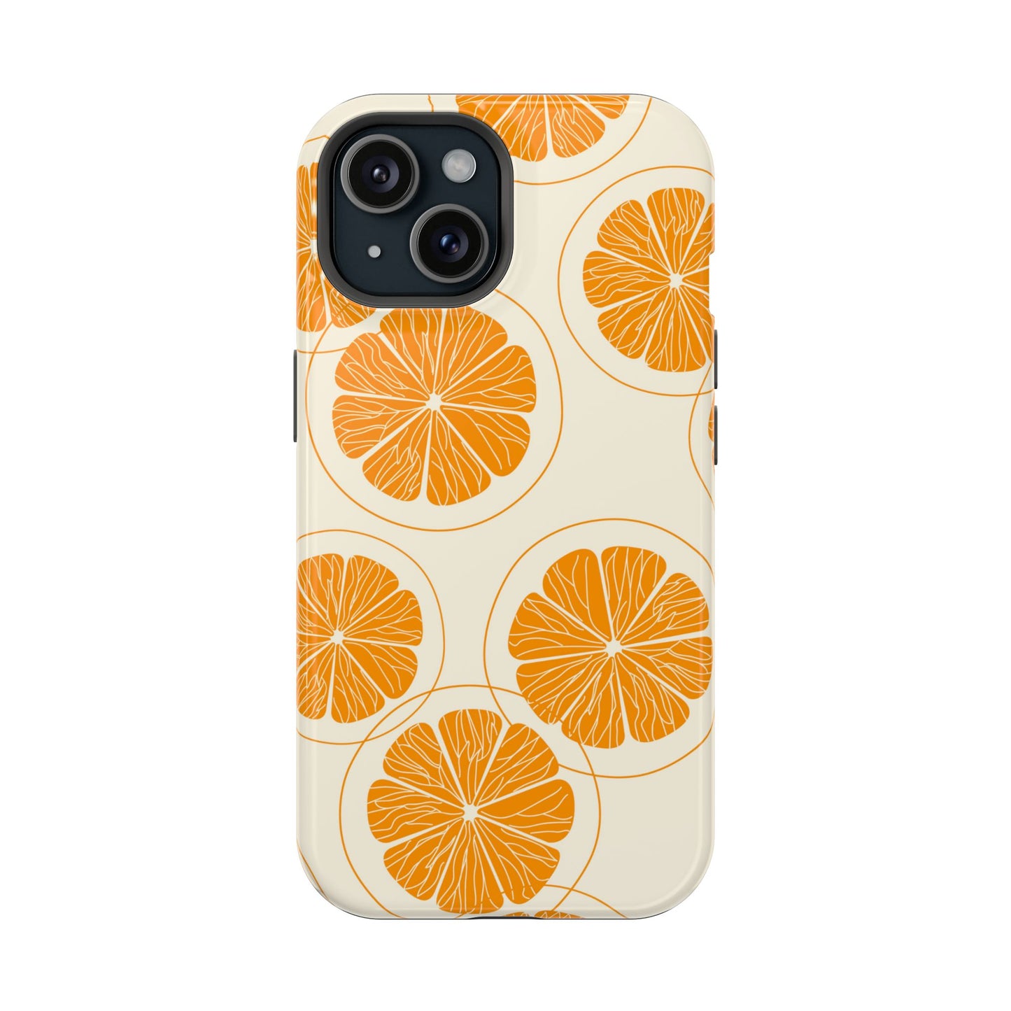 Citrus Burst Pattern Tough MagSafe iPhone Case – Bold Orange Design, Shockproof Protection