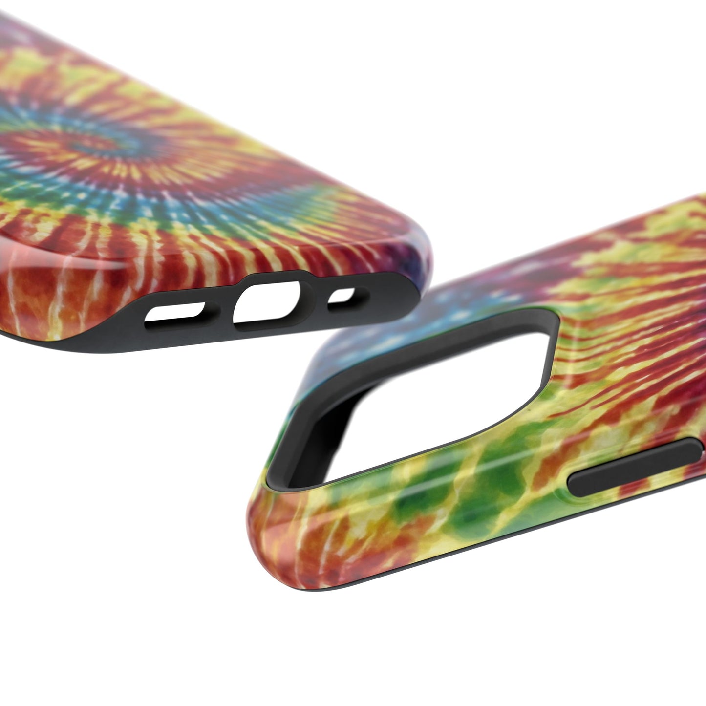 Vibrant Spiral Tie-Dye MagSafe Case – Retro Rainbow Design