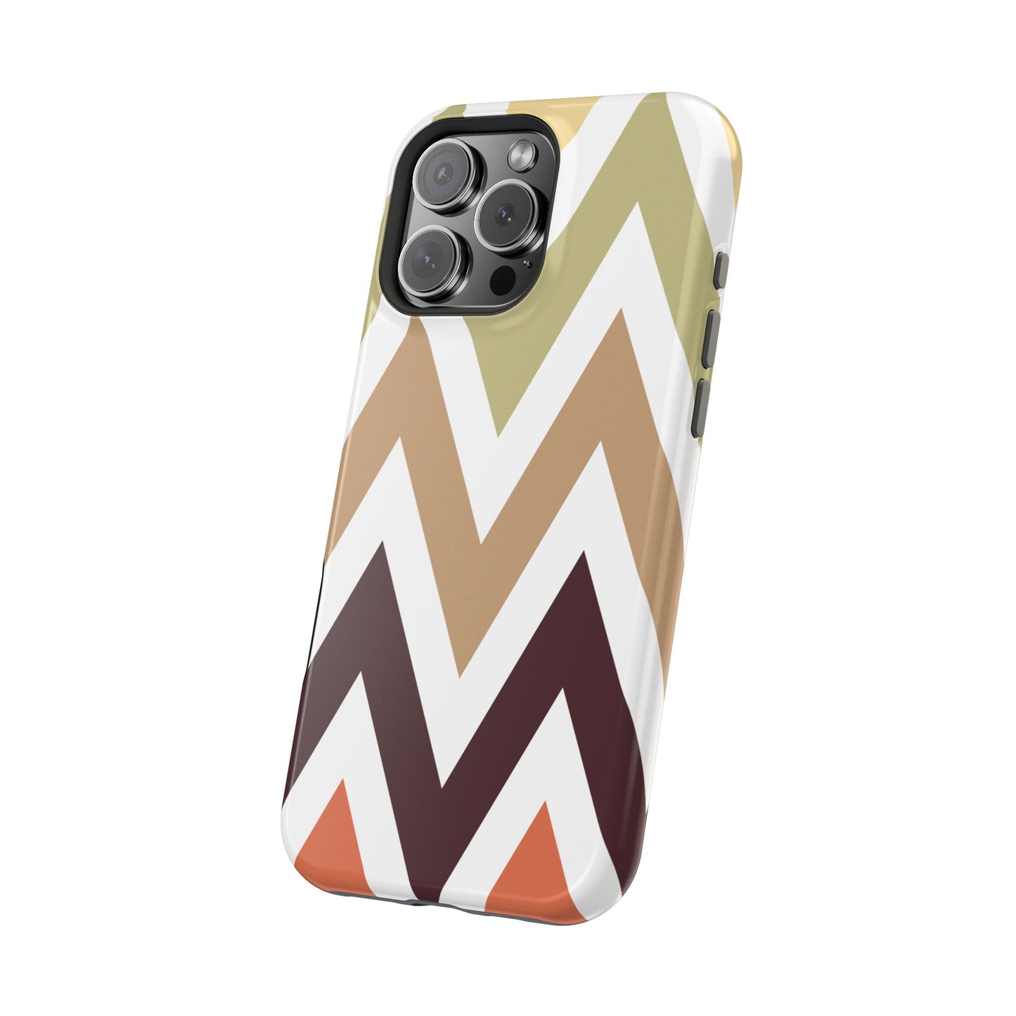 Earthy Chevron MagSafe iPhone Case – Boho-Inspired Design with Dual-Layer Protection