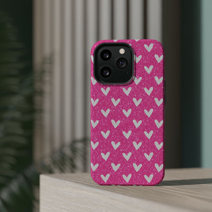 Pink Glitter Hearts Pattern – MagSafe iPhone Case