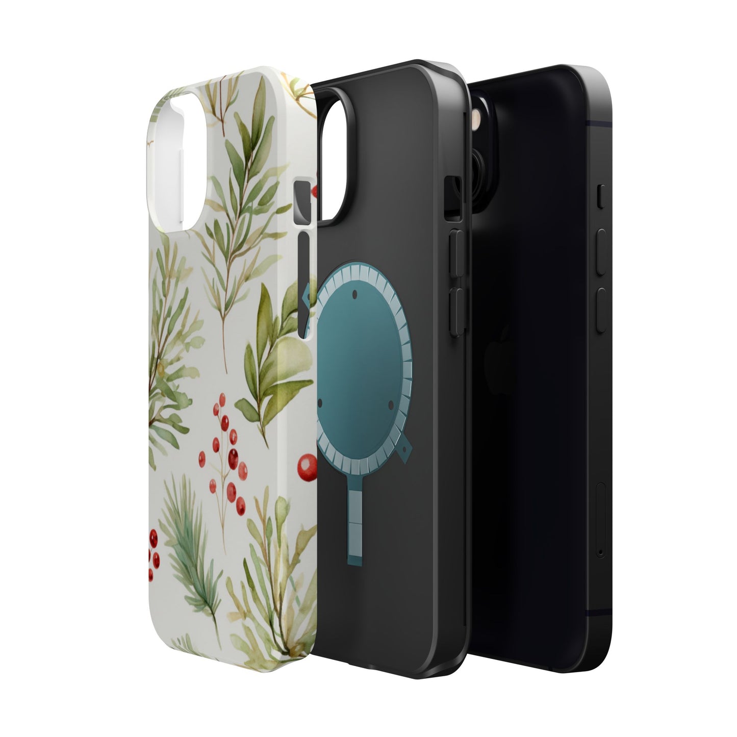 Winter Greenery & Berry Watercolor – MagSafe iPhone Series Case