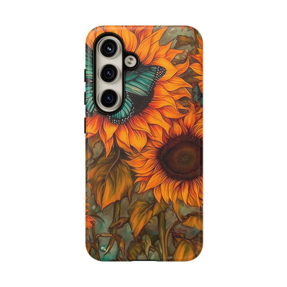 Vintage Blue Butterfly & Sunflower Art – Samsung Galaxy Case