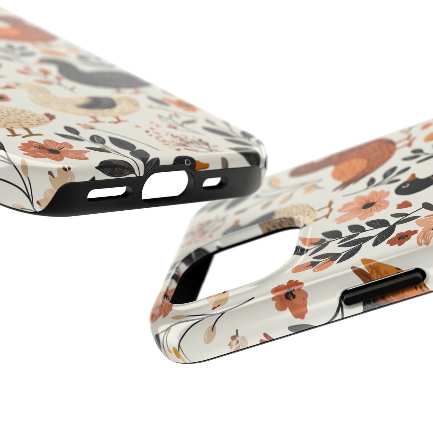 Farm Duck & Flowers iPhone Case – Vintage Floral Design