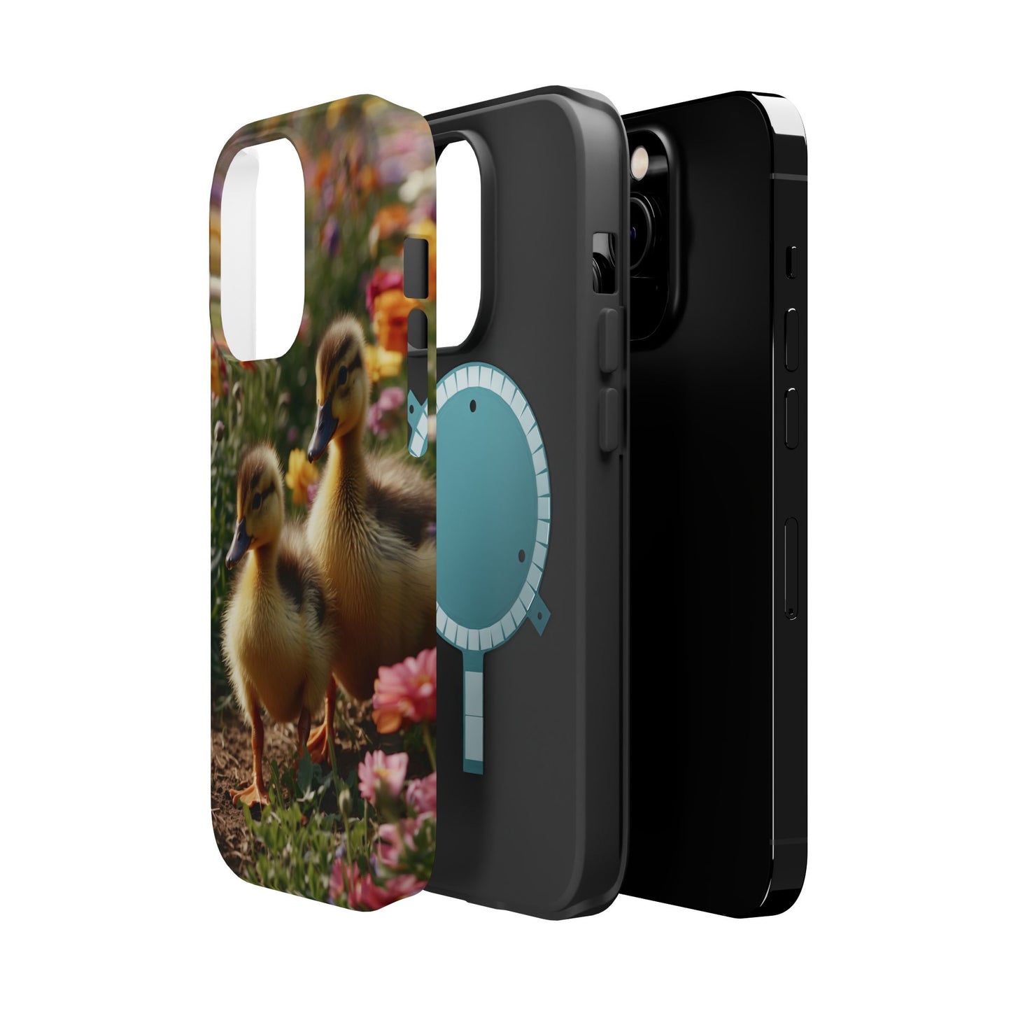 Charming Ducklings in Floral Garden - MagSafe iPhone Case